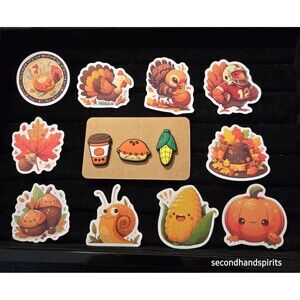 Fall Halloween Thanksgiving Tic Pins And Seasonal Stickers Corn